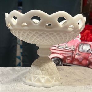 Elegant White Milk Glass Compote